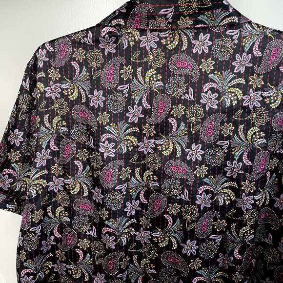 Victoria's Secret Satin Floral Paisley Short Sleeve Pajama Sleep SET Size L - Picture 9 of 16